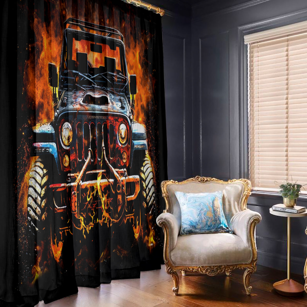 Flame Jeep Window Curtain I'm The Black Jeep Of The Family