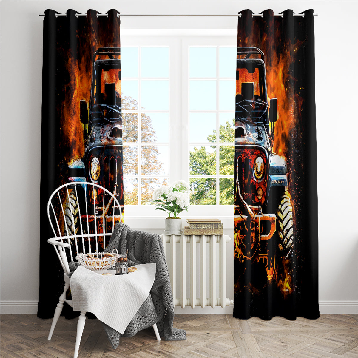 Flame Jeep Window Curtain I'm The Black Jeep Of The Family