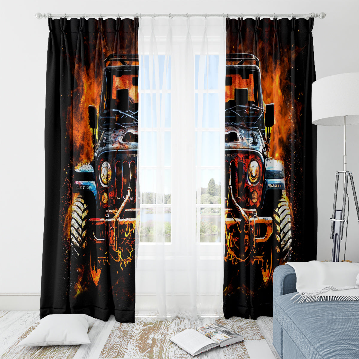 Flame Jeep Window Curtain I'm The Black Jeep Of The Family