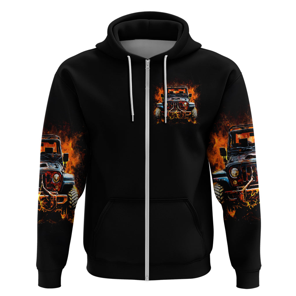 Flame Jeep Zip Hoodie I'm The Black Jeep Of The Family