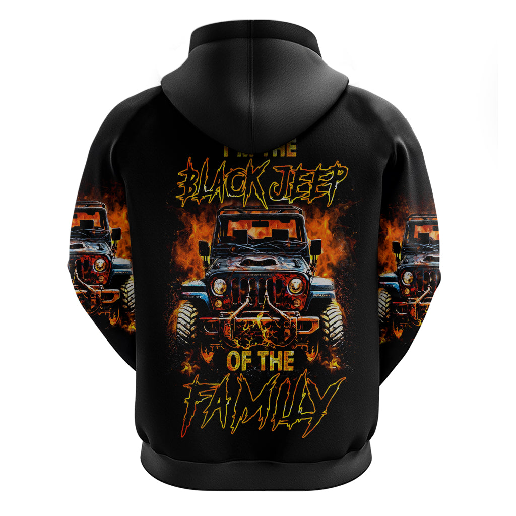 Flame Jeep Zip Hoodie I'm The Black Jeep Of The Family