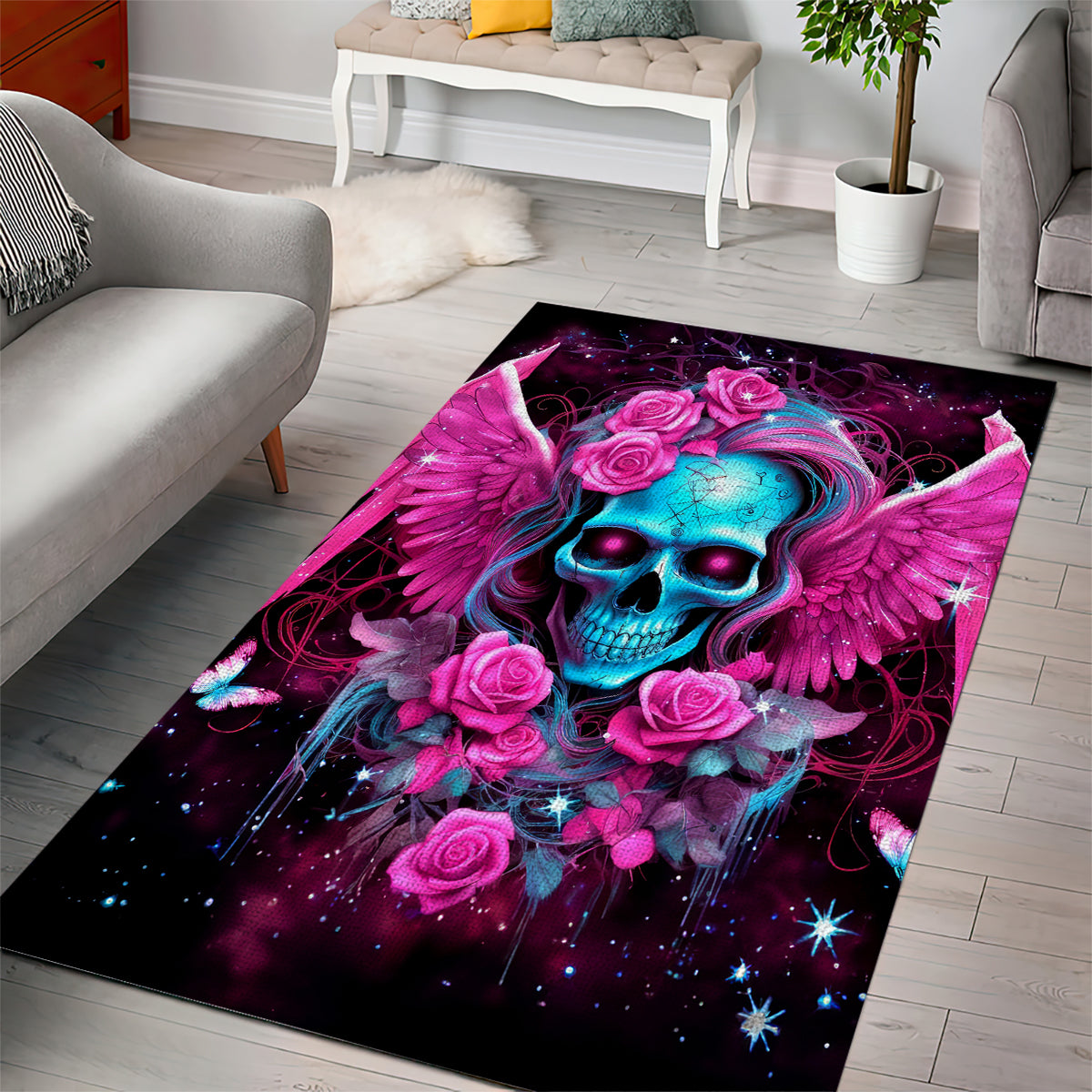 Skull Lady Area Rug In My Next Life I Want To Be The Karma Fairy