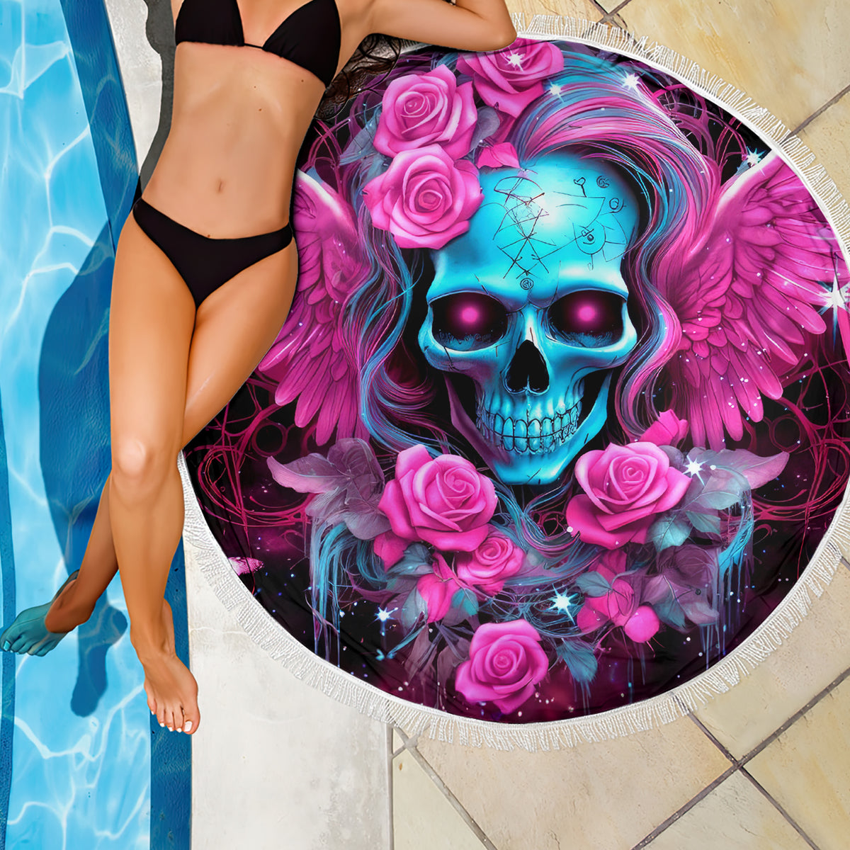Skull Lady Beach Blanket In My Next Life I Want To Be The Karma Fairy