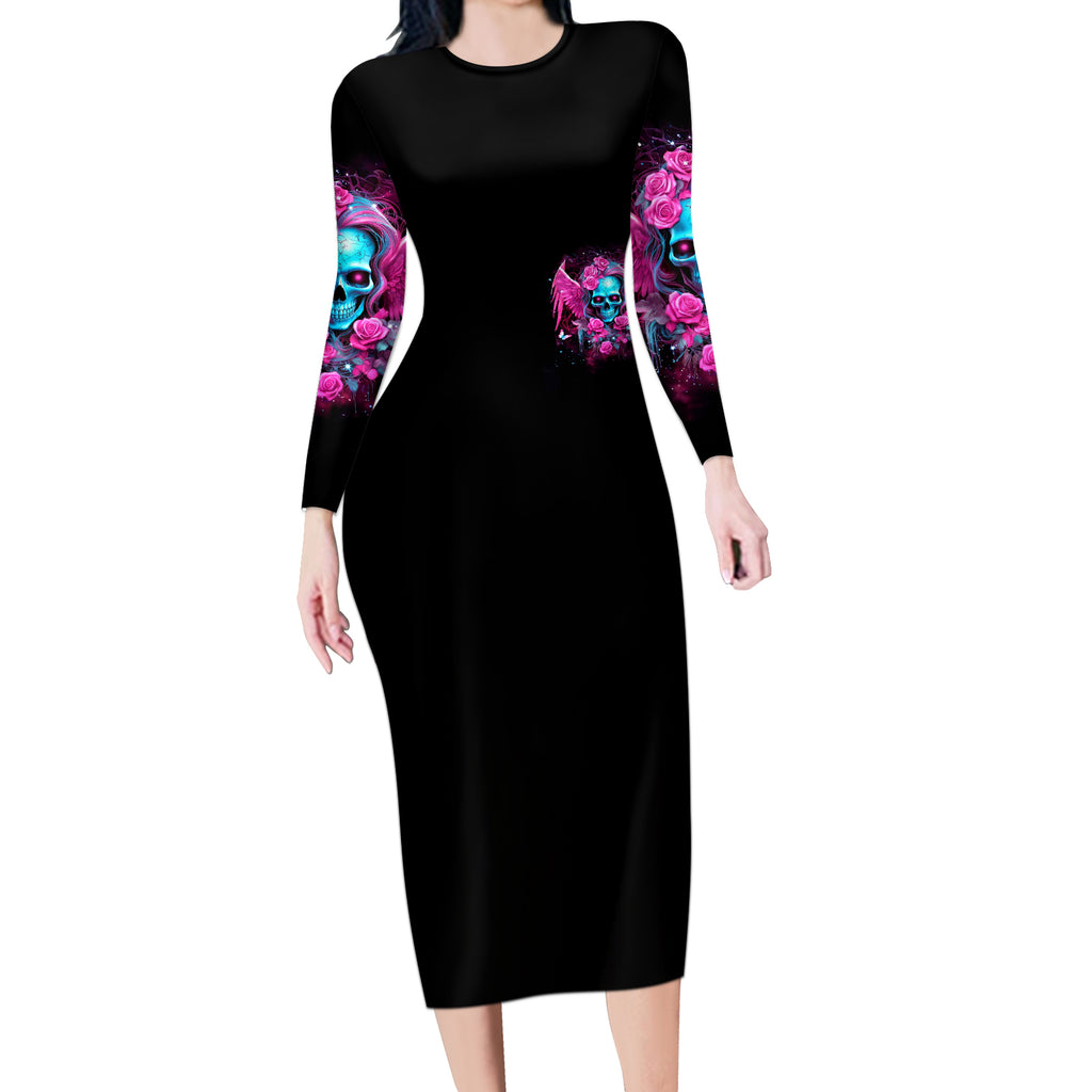 Skull Lady Long Sleeve Bodycon Dress In My Next Life I Want To Be The Karma Fairy