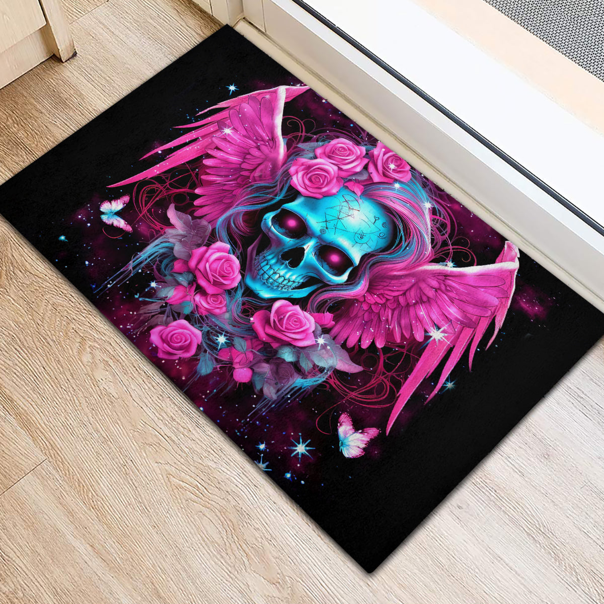 Skull Lady Rubber Doormat In My Next Life I Want To Be The Karma Fairy