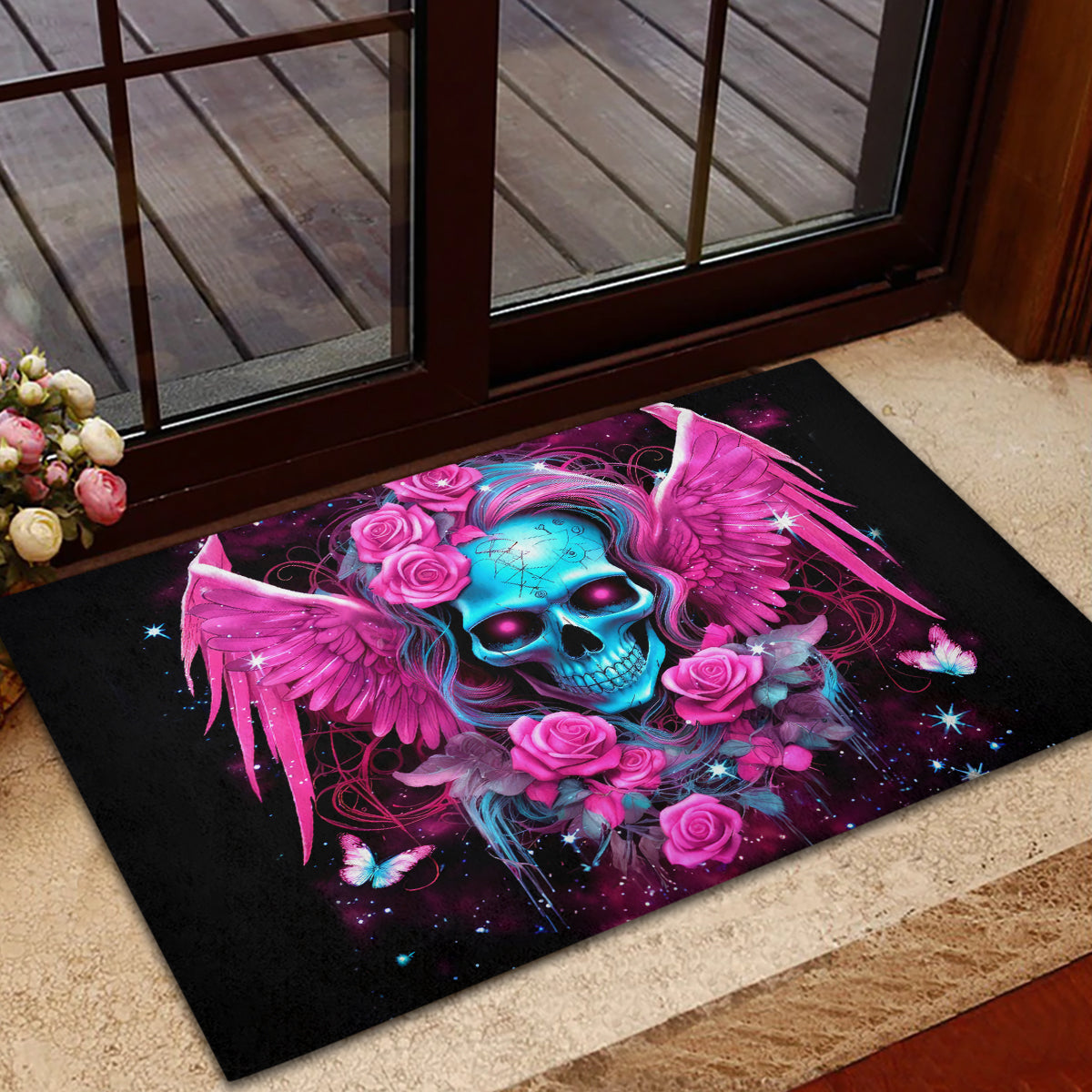 Skull Lady Rubber Doormat In My Next Life I Want To Be The Karma Fairy
