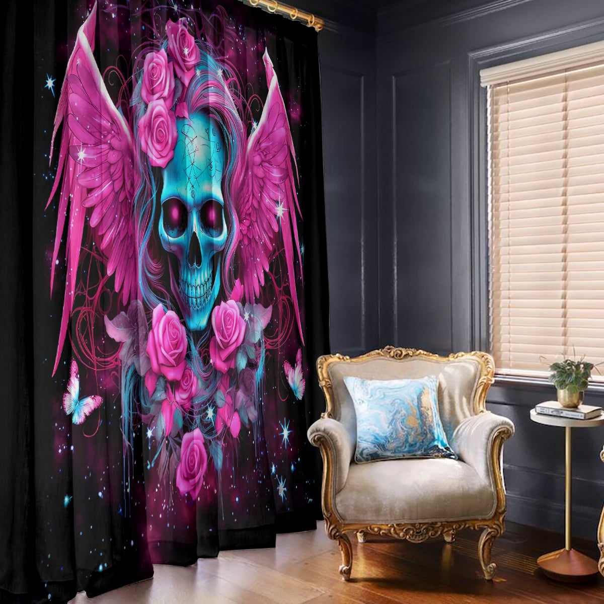 Skull Lady Window Curtain In My Next Life I Want To Be The Karma Fairy