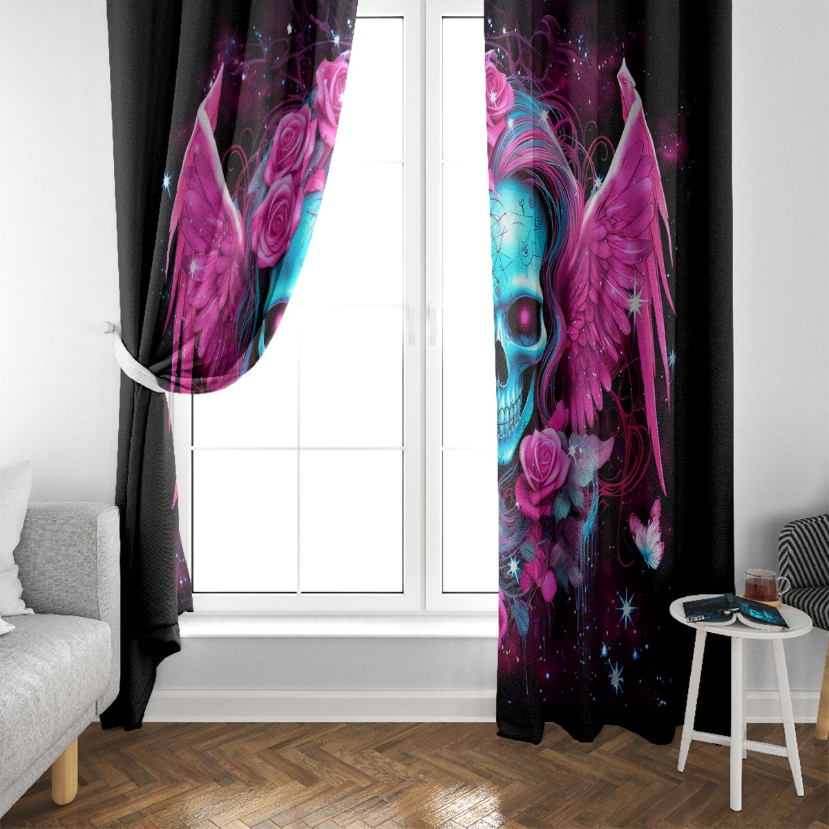 Skull Lady Window Curtain In My Next Life I Want To Be The Karma Fairy
