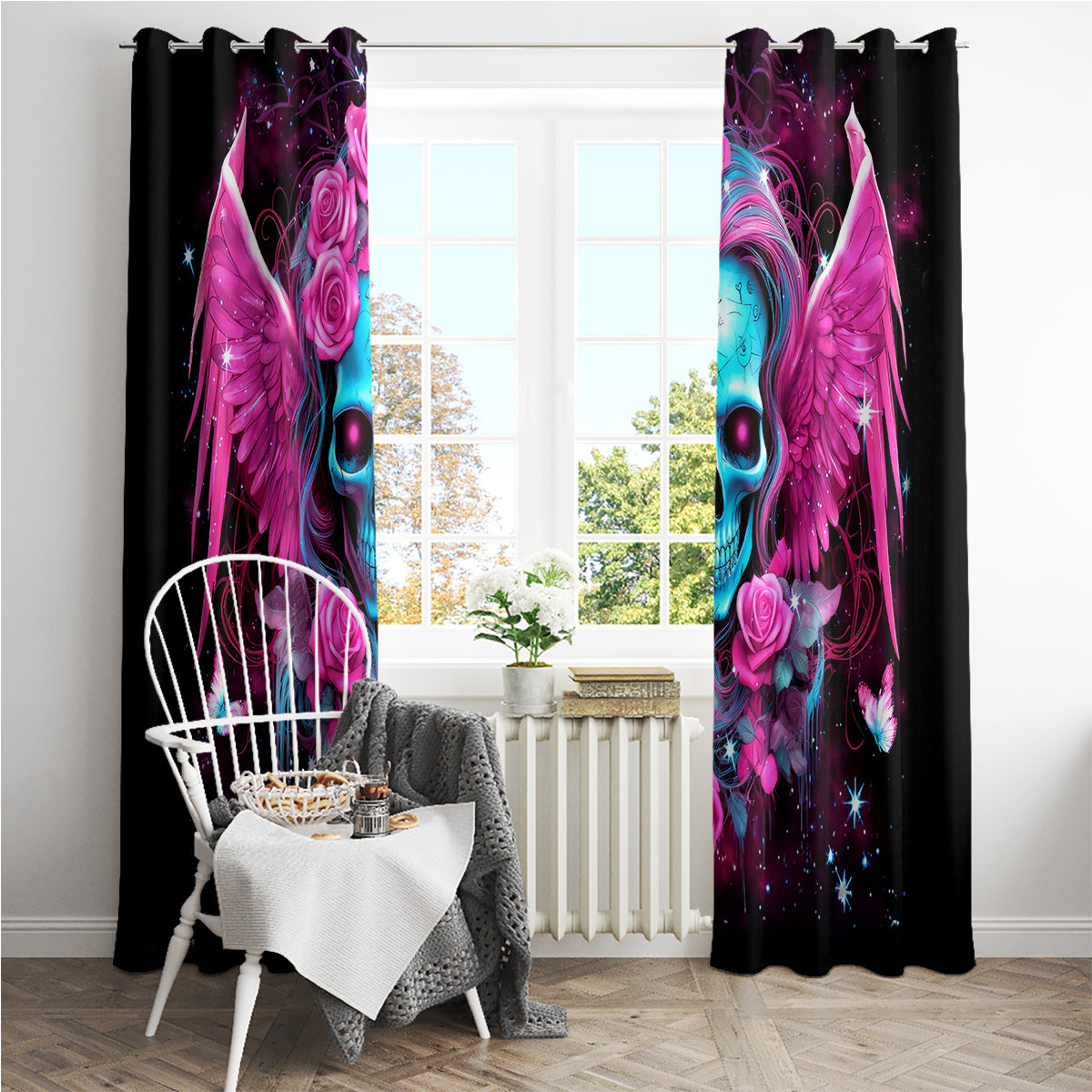 Skull Lady Window Curtain In My Next Life I Want To Be The Karma Fairy