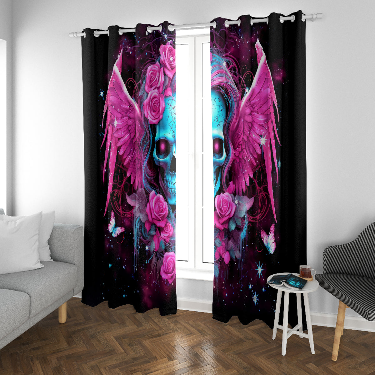 Skull Lady Window Curtain In My Next Life I Want To Be The Karma Fairy