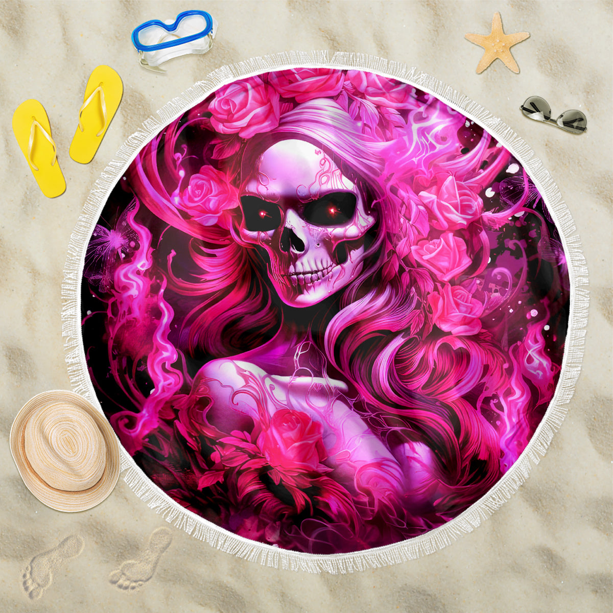 Skull Lady Beach Blanket Look Hot Be Cold