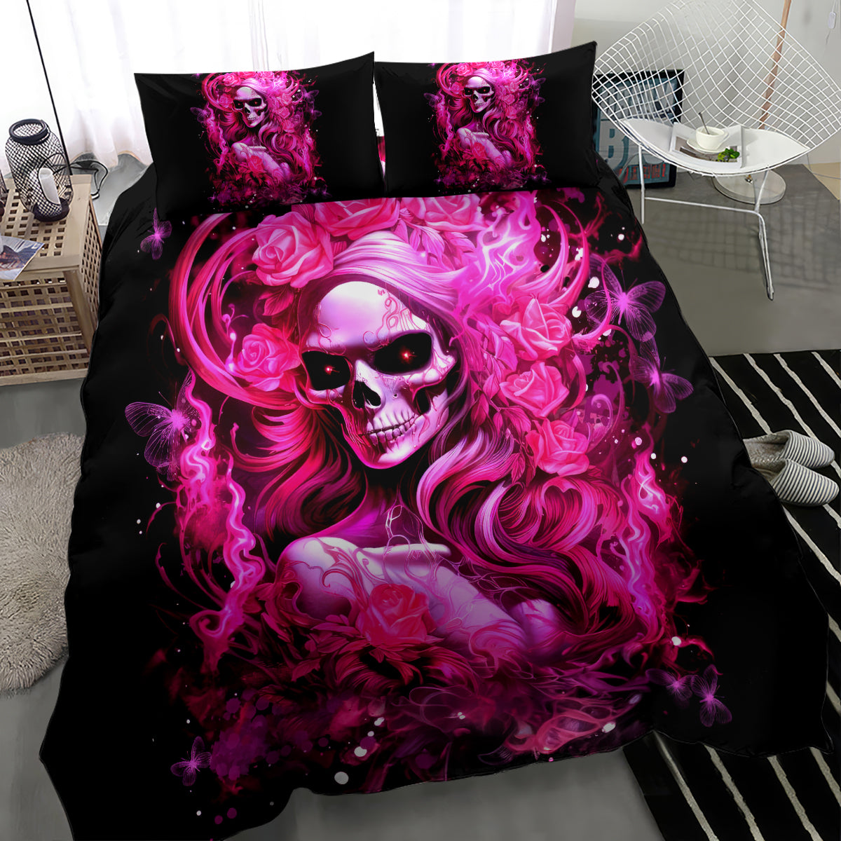 Skull Lady Bedding Set Look Hot Be Cold