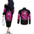 Skull Lady Couples Matching Off The Shoulder Long Sleeve Dress and Long Sleeve Button Shirt Look Hot Be Cold