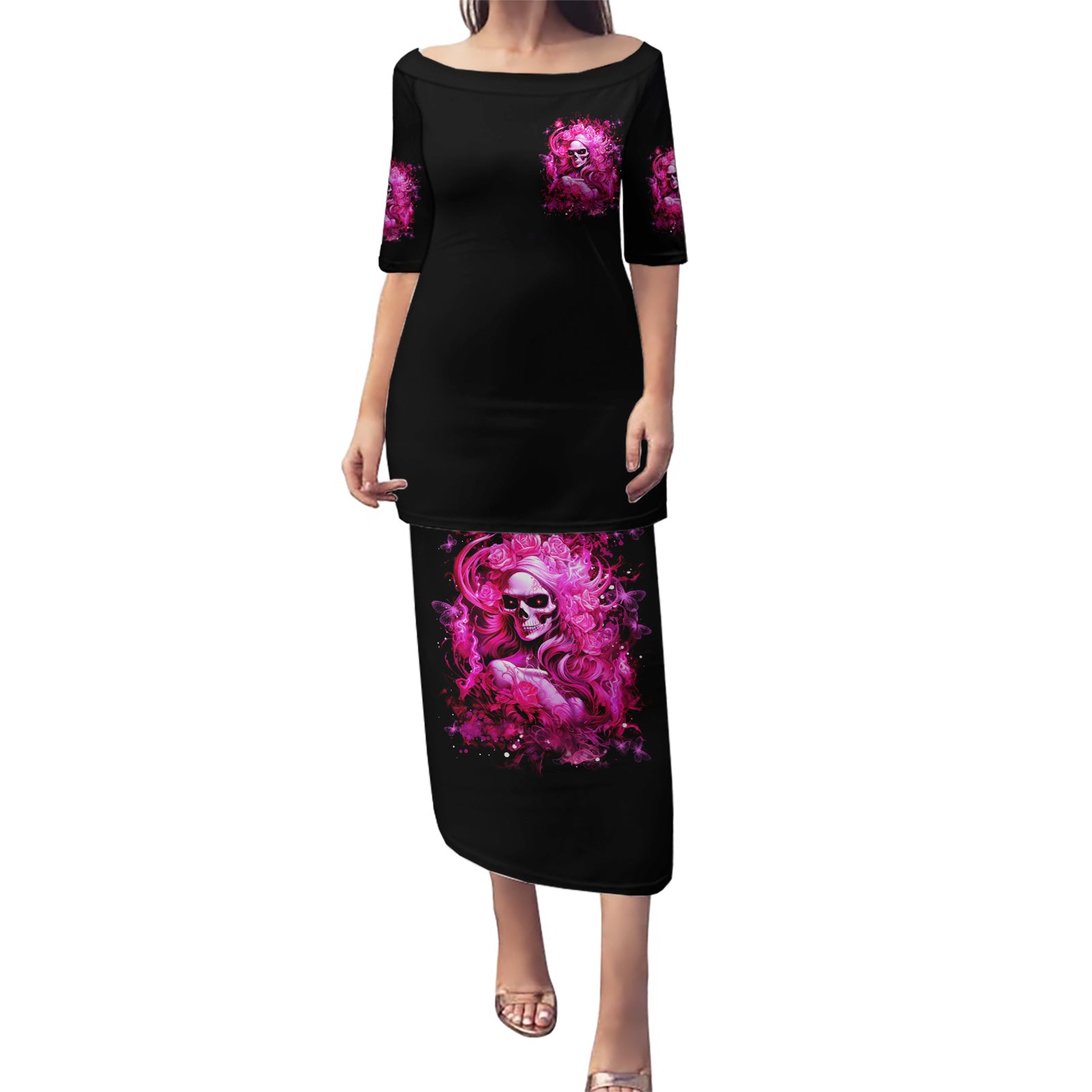 Skull Lady Puletasi Look Hot Be Cold