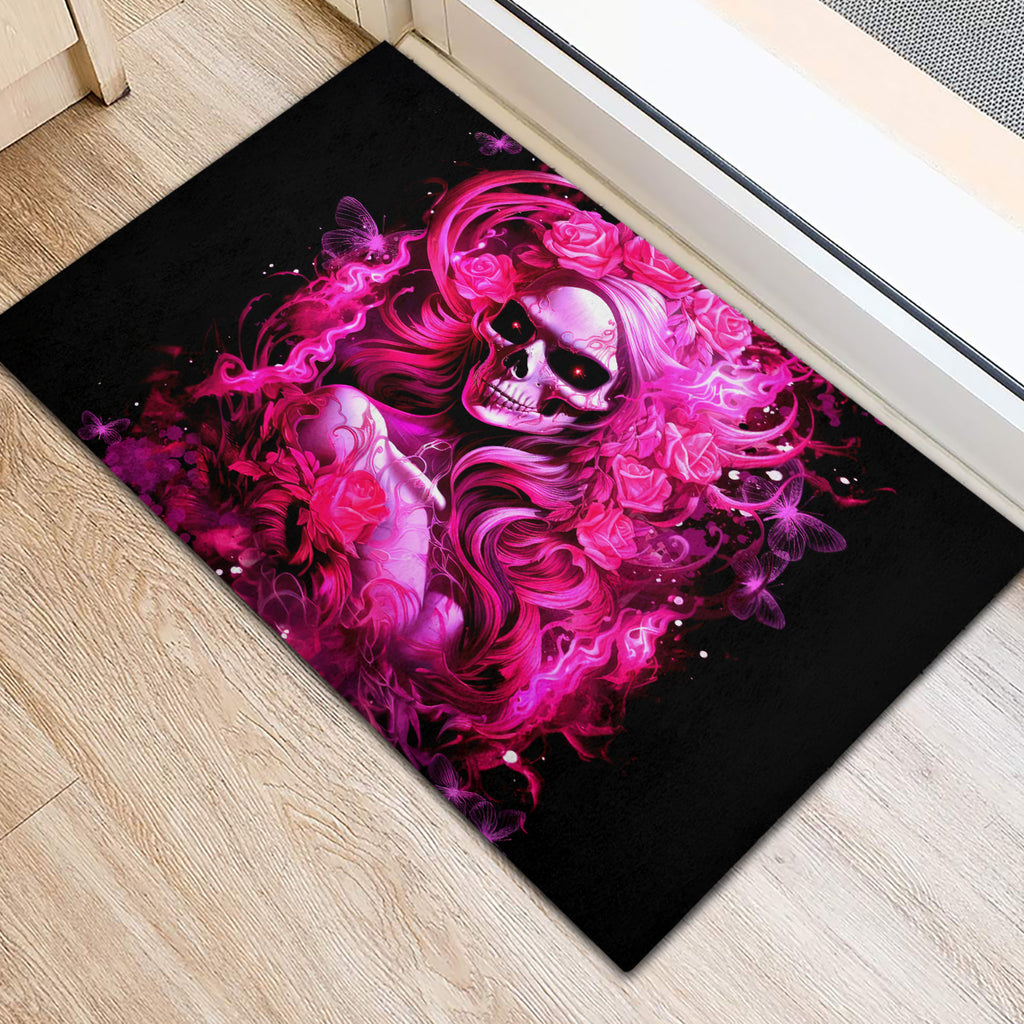 Skull Lady Rubber Doormat Look Hot Be Cold