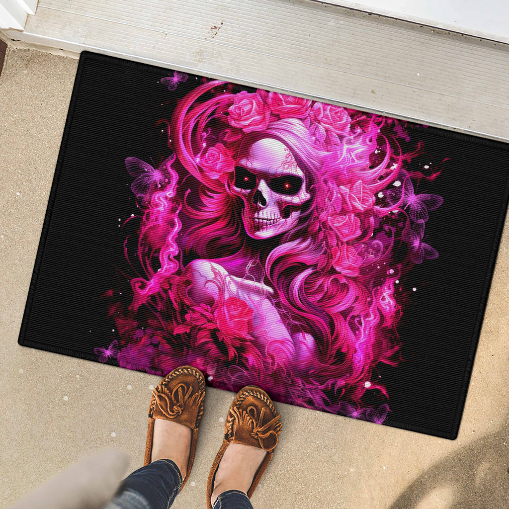 Skull Lady Rubber Doormat Look Hot Be Cold
