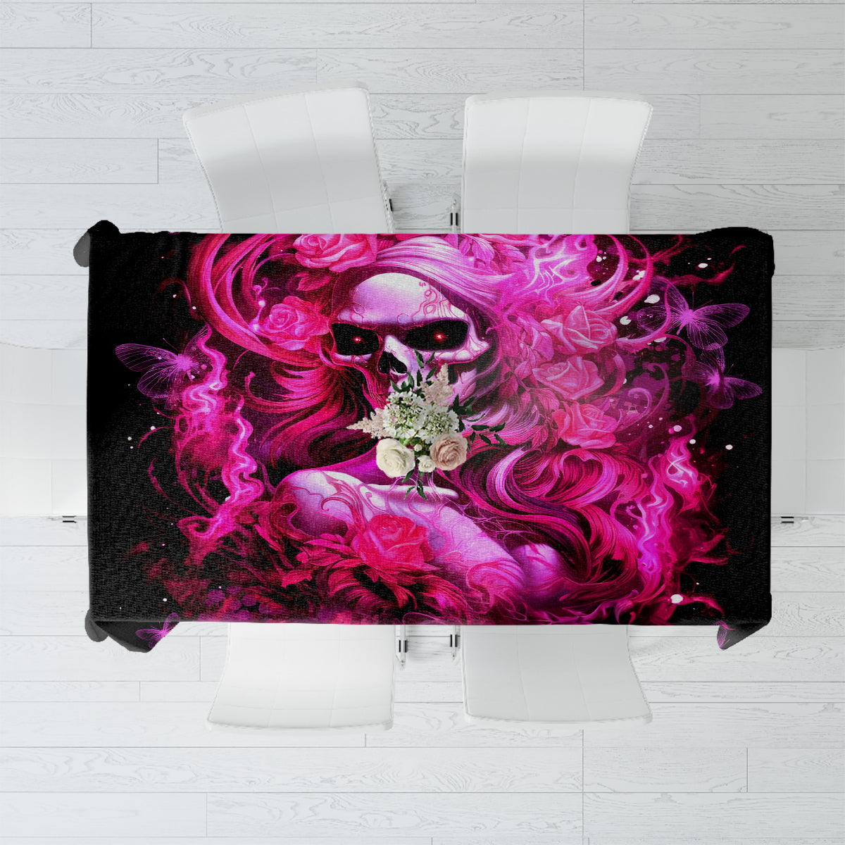 Skull Lady Tablecloth Look Hot Be Cold