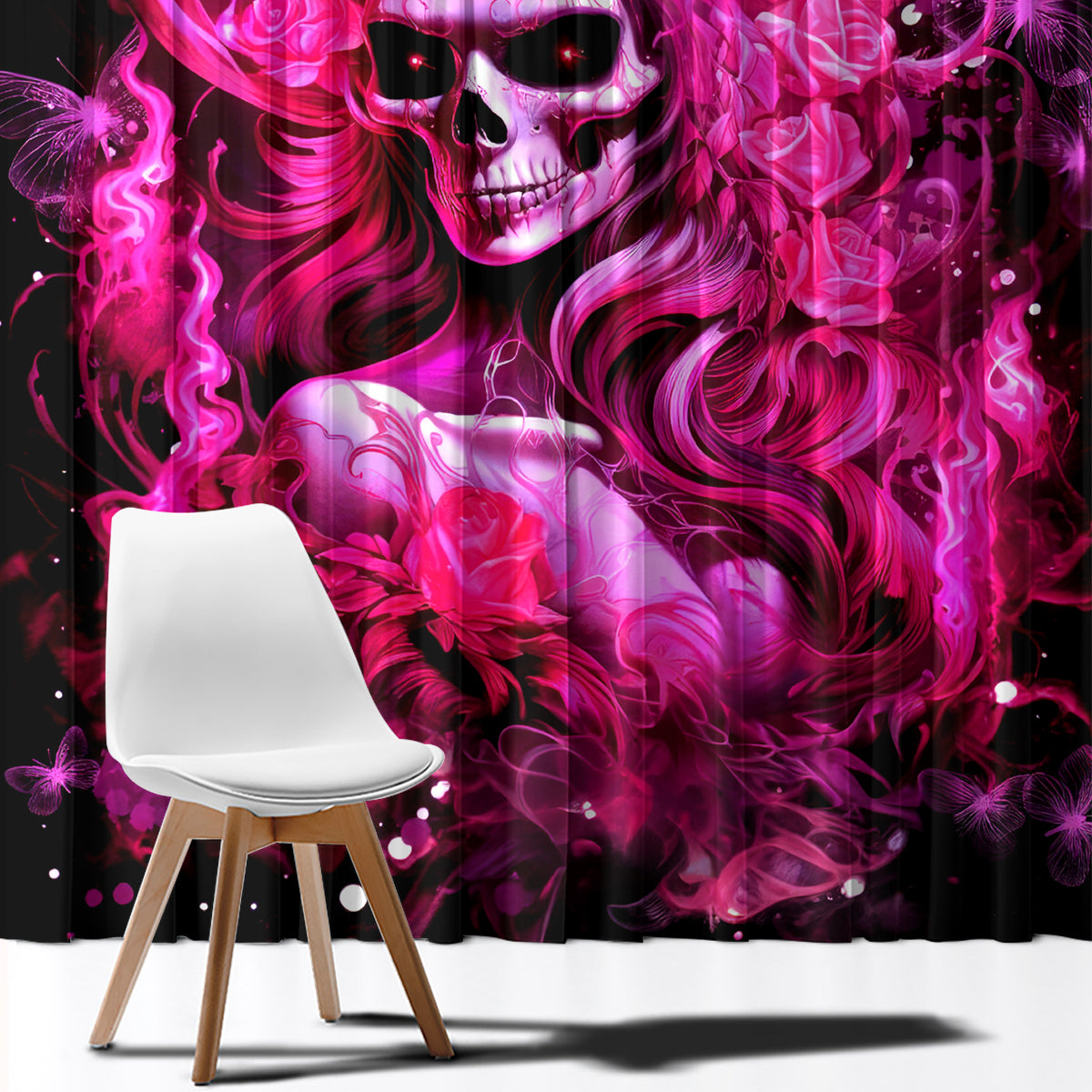 Skull Lady Window Curtain Look Hot Be Cold