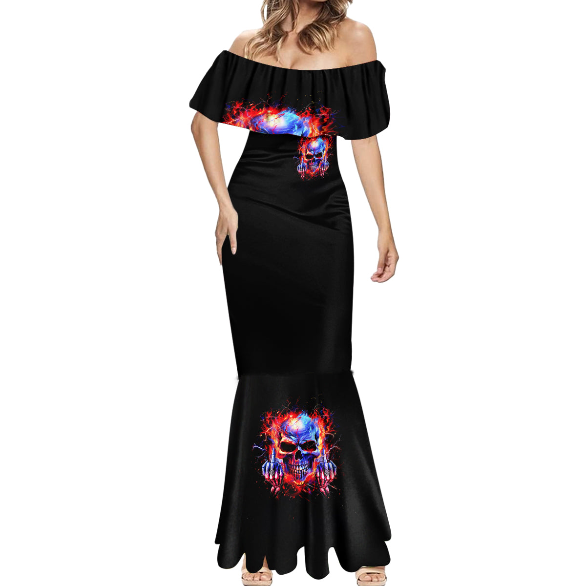 Flame Skull Mermaid Dress My Give A Fuck Is Broken But My Go Fuck Yourself Is Fully Functional