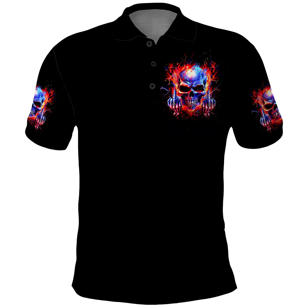 Flame Skull Polo Shirt My Give A Fuck Is Broken But My Go Fuck Yourself Is Fully Functional