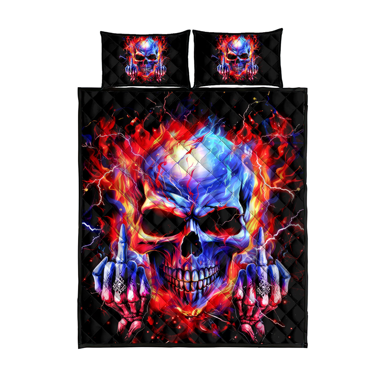 Flame Skull Quilt Bed Set My Give A Fuck Is Broken But My Go Fuck Yourself Is Fully Functional DT01