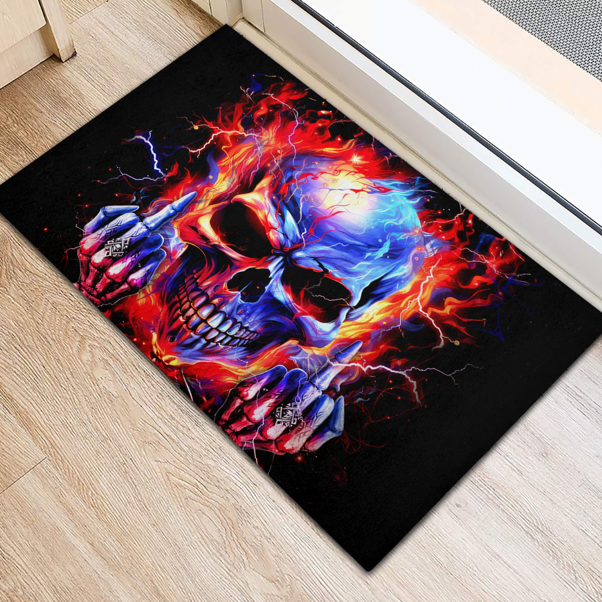Flame Skull Rubber Doormat My Give A Fuck Is Broken But My Go Fuck Yourself Is Fully Functional DT01