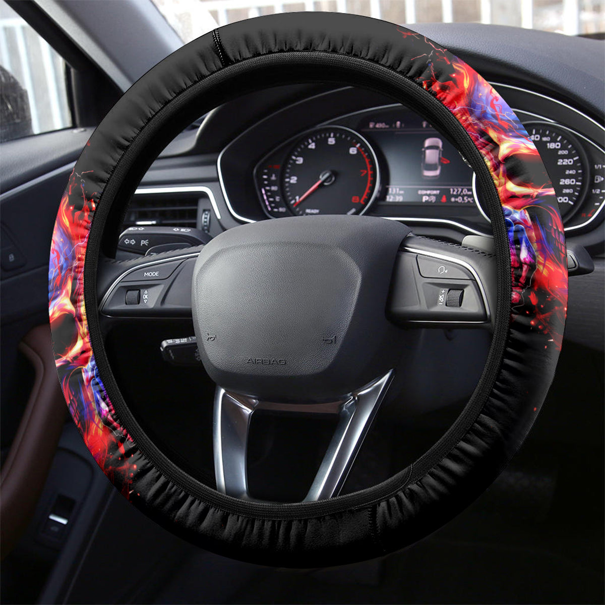 Flame Skull Steering Wheel Cover My Give A Fuck Is Broken But My Go Fuck Yourself Is Fully Functional DT01