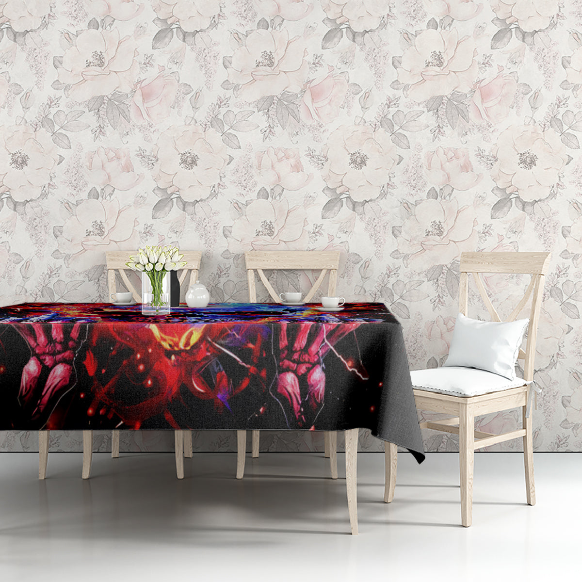 Flame Skull Tablecloth My Give A Fuck Is Broken But My Go Fuck Yourself Is Fully Functional DT01