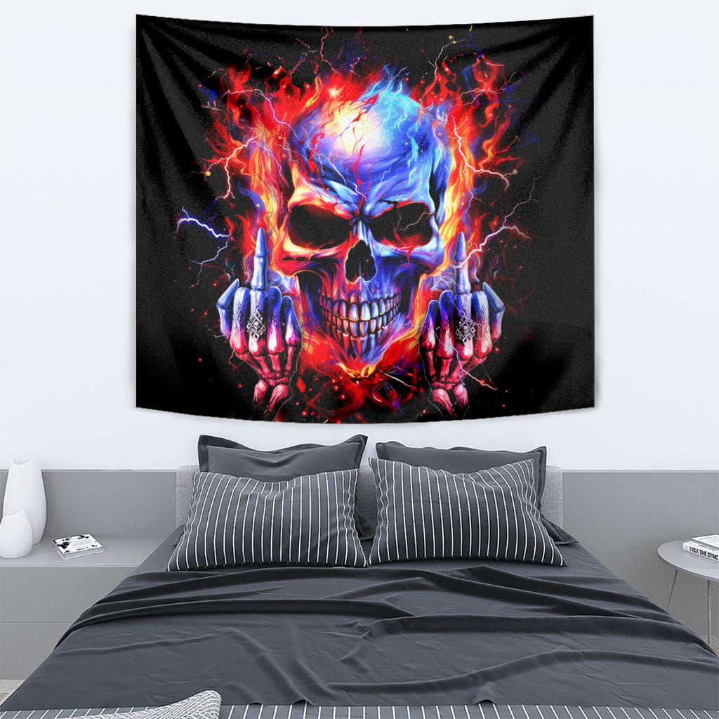 Flame Skull Tapestry My Give A Fuck Is Broken But My Go Fuck Yourself Is Fully Functional DT01