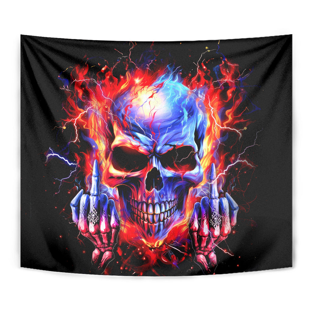 Flame Skull Tapestry My Give A Fuck Is Broken But My Go Fuck Yourself Is Fully Functional DT01