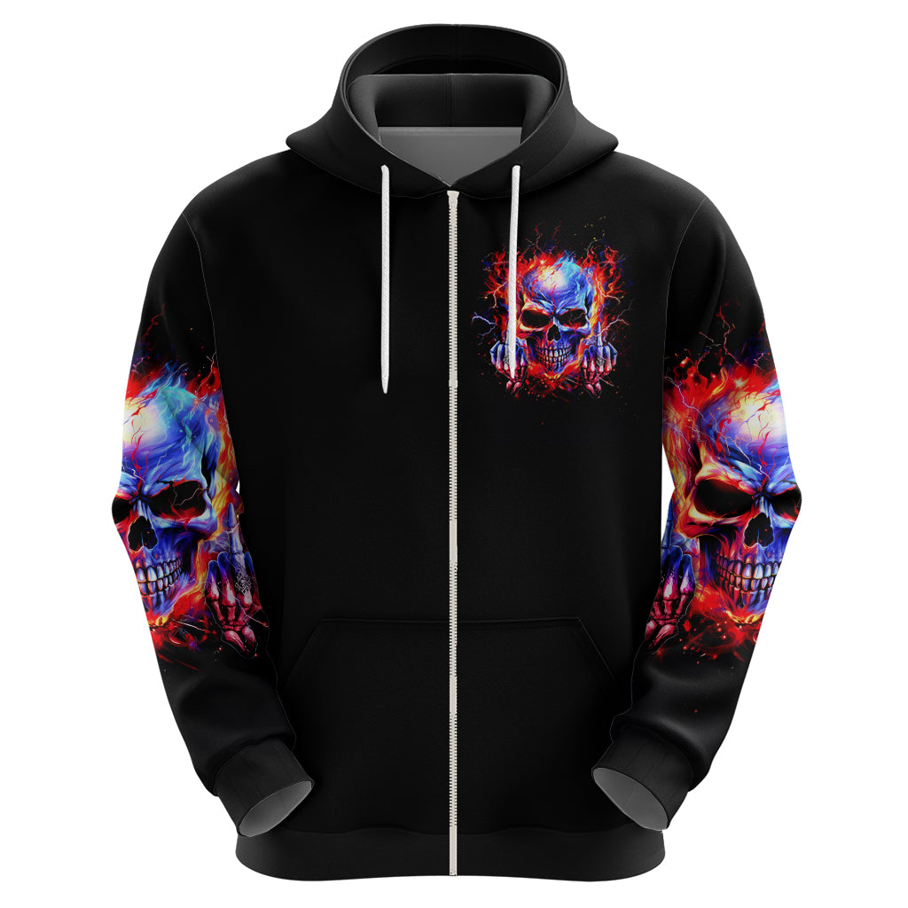 Flame Skull Zip Hoodie My Give A Fuck Is Broken But My Go Fuck Yourself Is Fully Functional