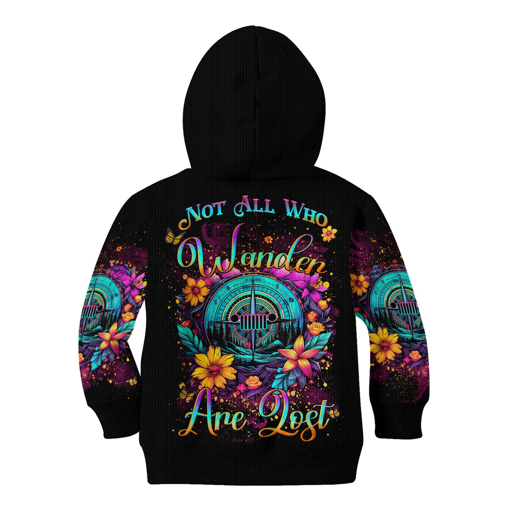 Flower Jeep Kid Hoodie Not All Who Wander Are Lost