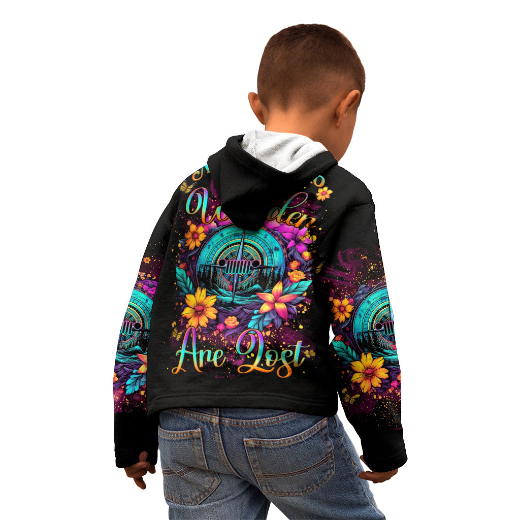Flower Jeep Kid Hoodie Not All Who Wander Are Lost