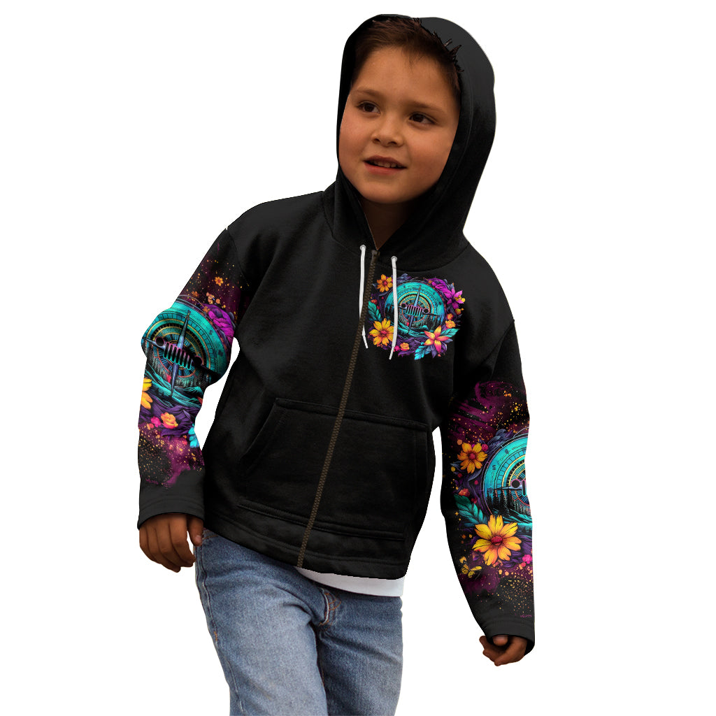 Flower Jeep Kid Hoodie Not All Who Wander Are Lost