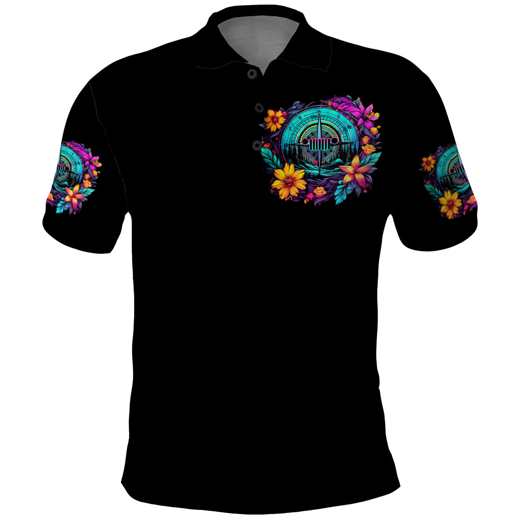 Flower Jeep Polo Shirt Not All Who Wander Are Lost