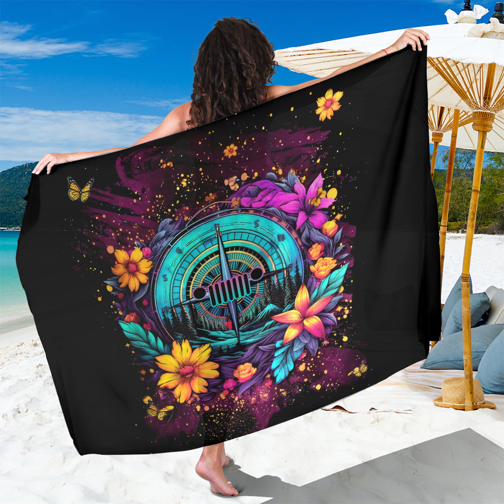 Flower Jeep Sarong Not All Who Wander Are Lost