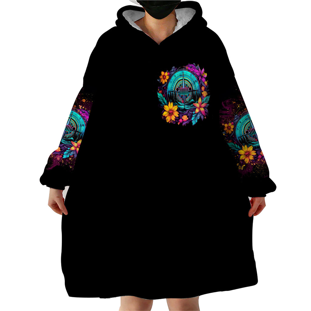 Flower Jeep Wearable Blanket Hoodie Not All Who Wander Are Lost