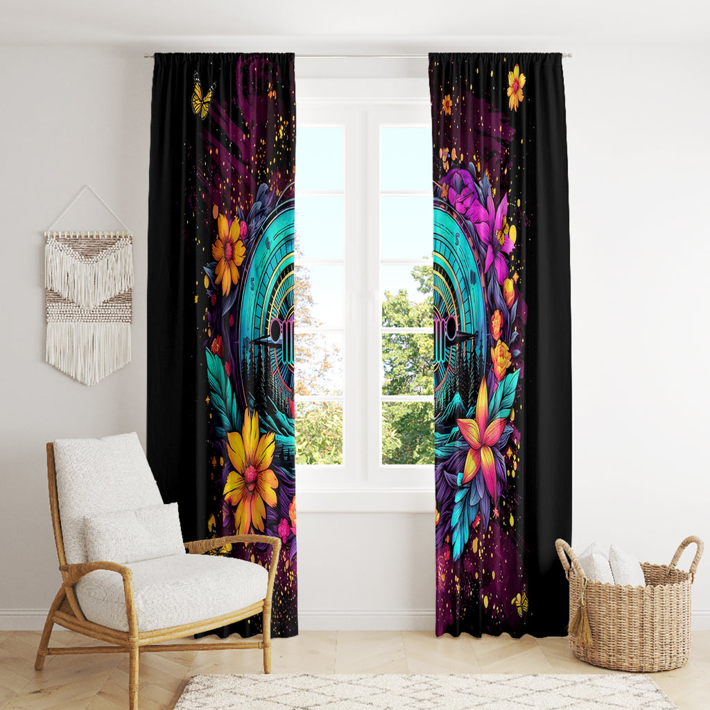 Flower Jeep Window Curtain Not All Who Wander Are Lost