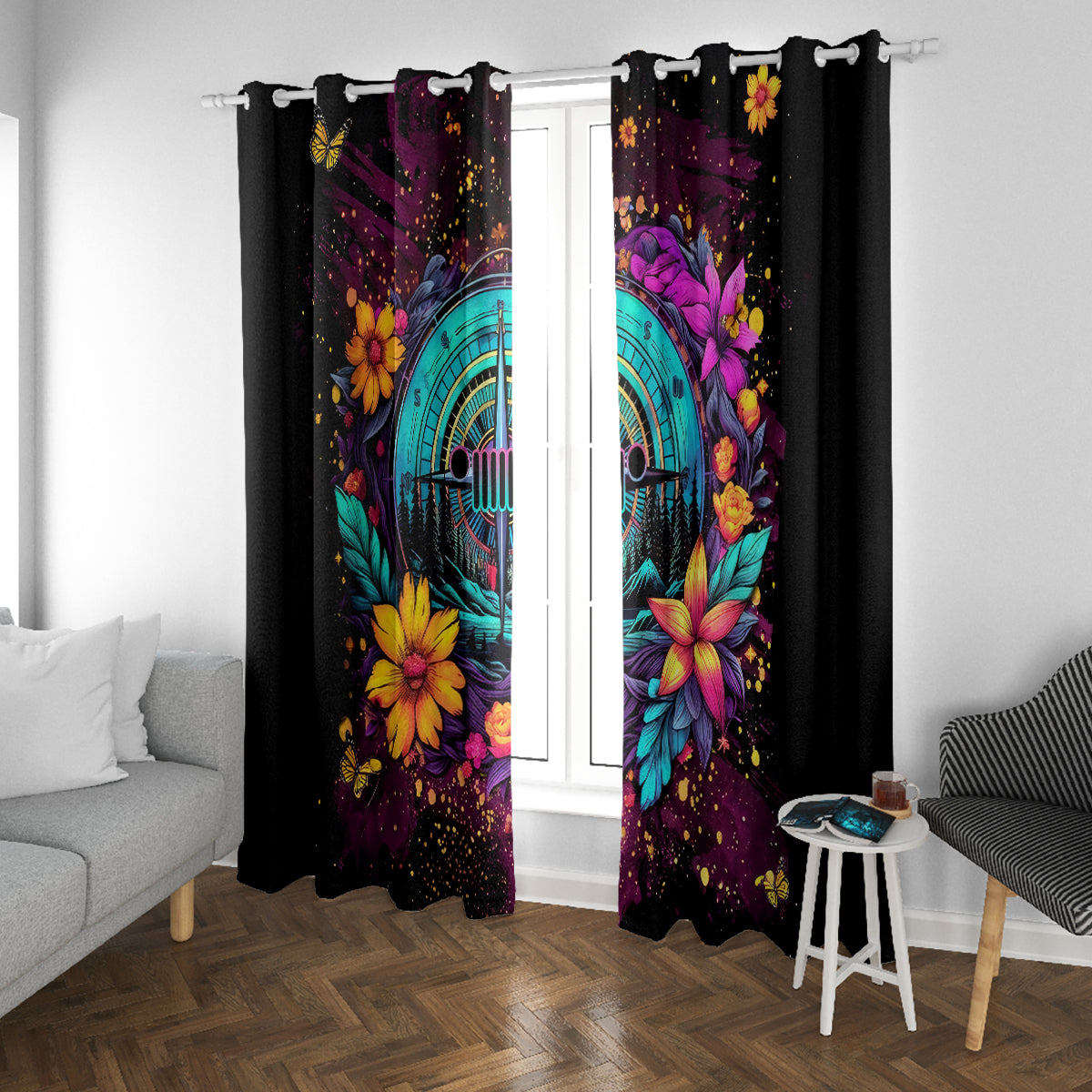 Flower Jeep Window Curtain Not All Who Wander Are Lost