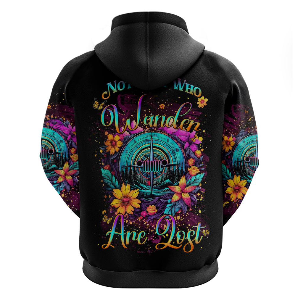 Flower Jeep Zip Hoodie Not All Who Wander Are Lost