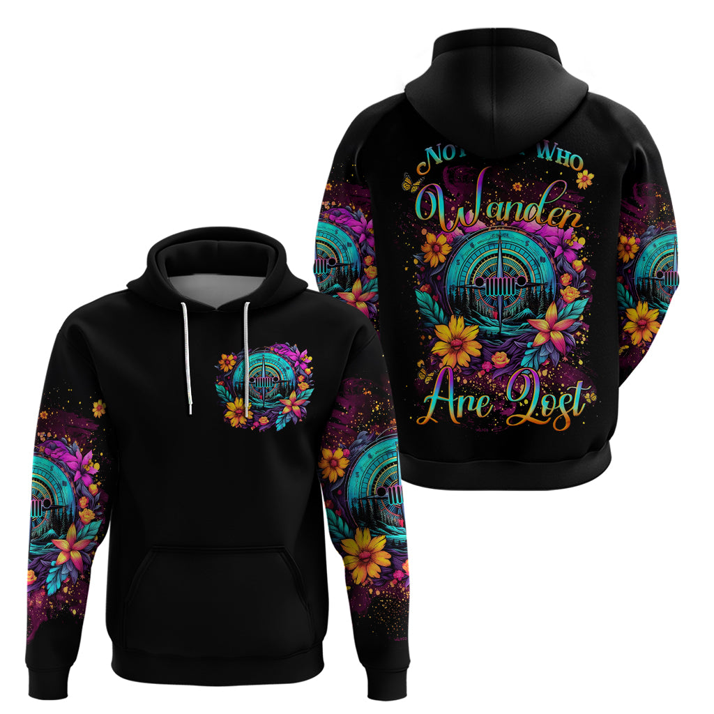 Flower Jeep Zip Hoodie Not All Who Wander Are Lost