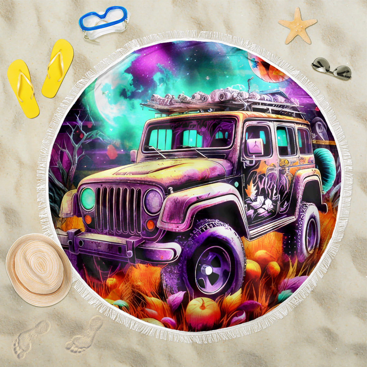 Field Jeep Beach Blanket On A Dark Desert Highway Cool Wind In My Hair