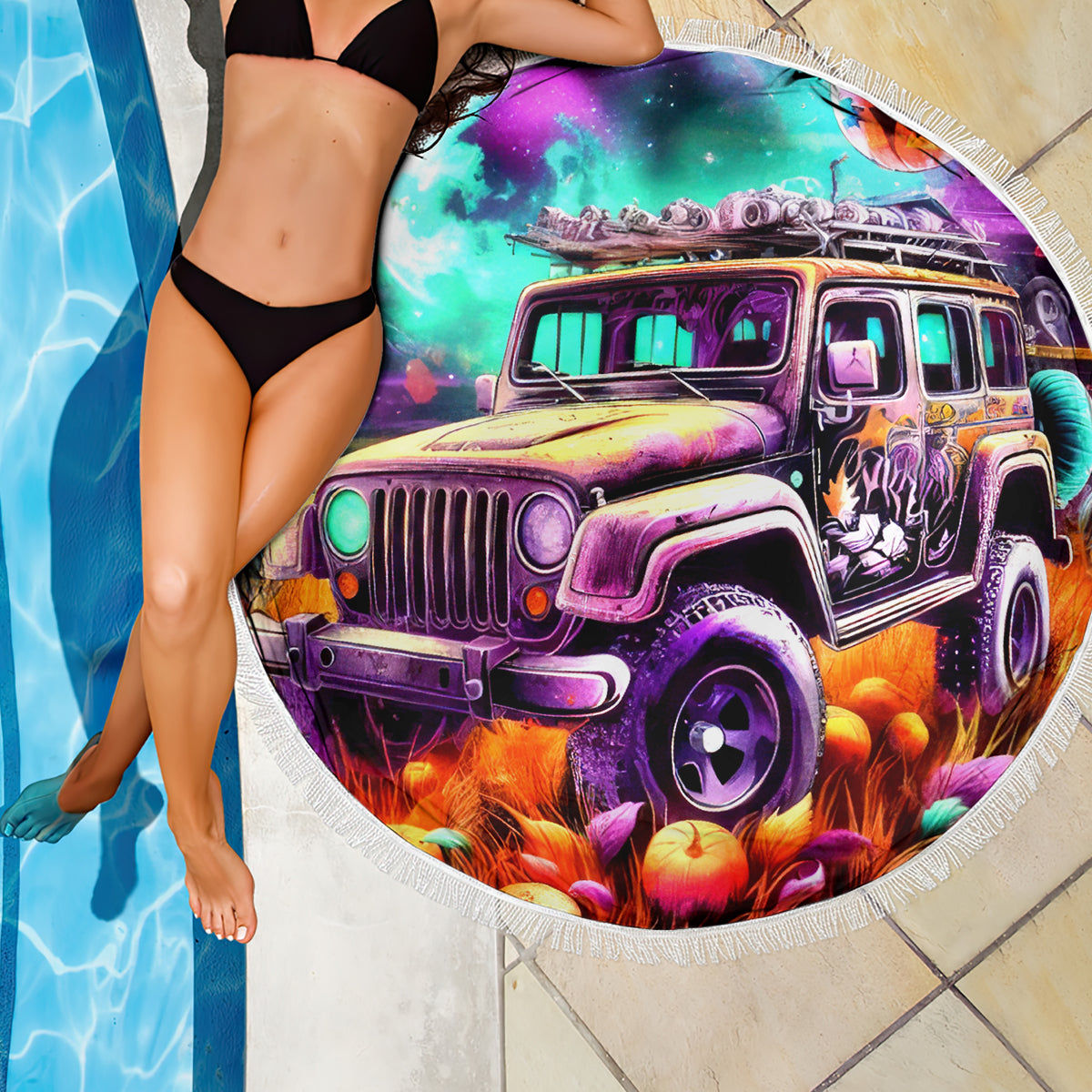 Field Jeep Beach Blanket On A Dark Desert Highway Cool Wind In My Hair