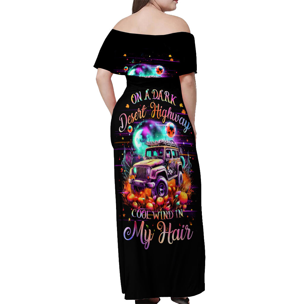 Field Jeep Off Shoulder Maxi Dress On A Dark Desert Highway Cool Wind In My Hair