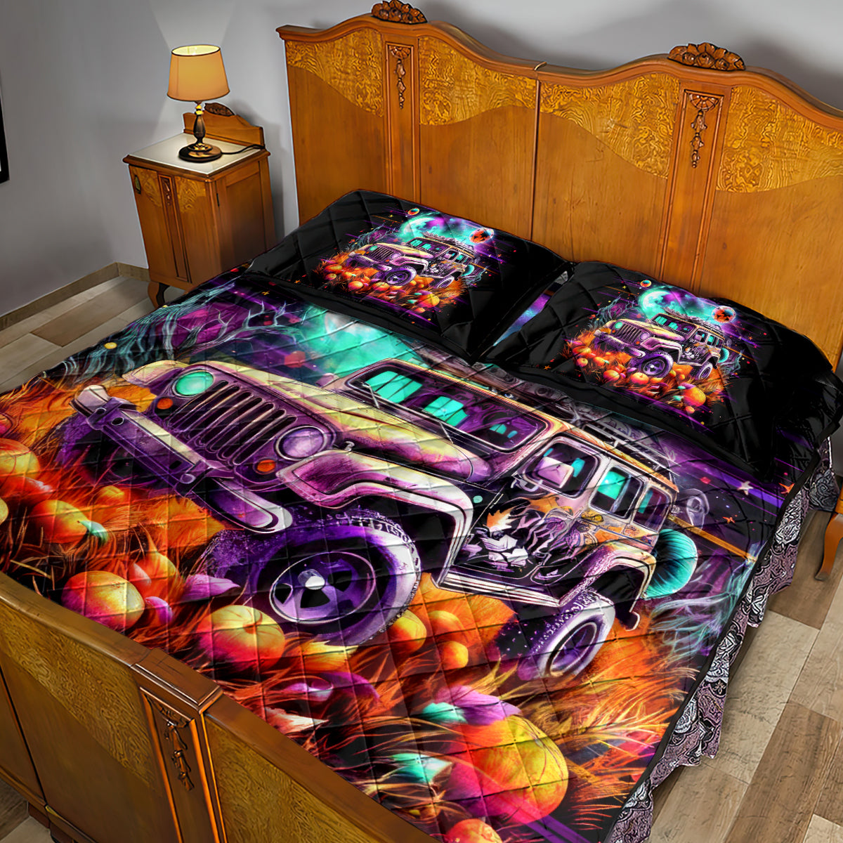 Field Jeep Quilt Bed Set On A Dark Desert Highway Cool Wind In My Hair