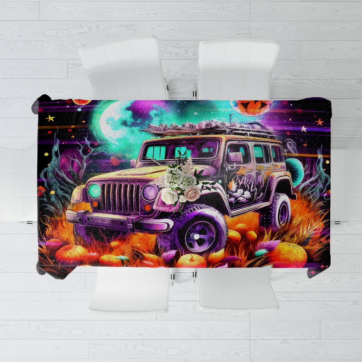 Field Jeep Tablecloth On A Dark Desert Highway Cool Wind In My Hair