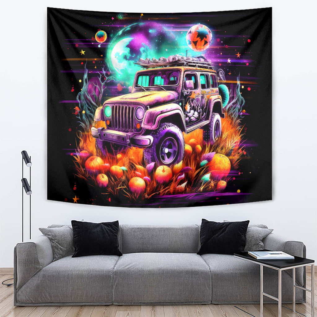 Field Jeep Tapestry On A Dark Desert Highway Cool Wind In My Hair