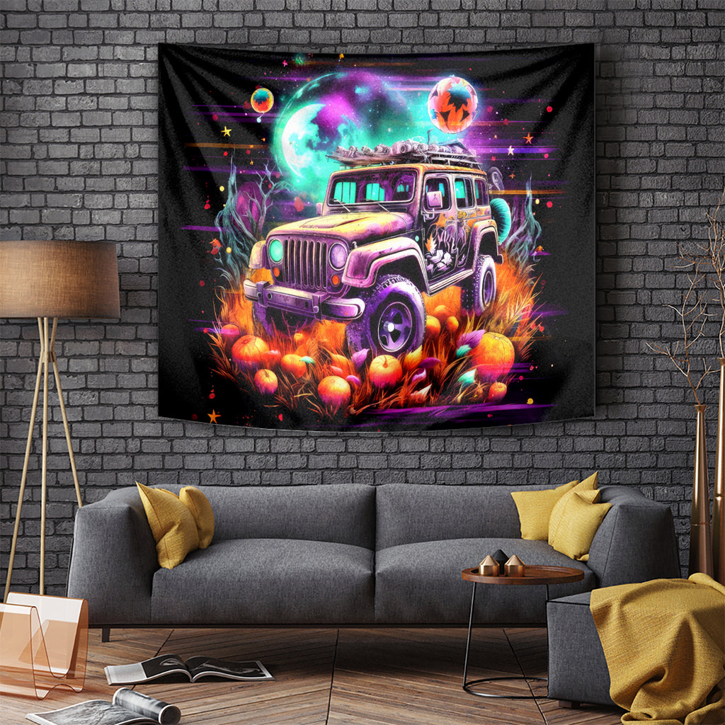 Field Jeep Tapestry On A Dark Desert Highway Cool Wind In My Hair