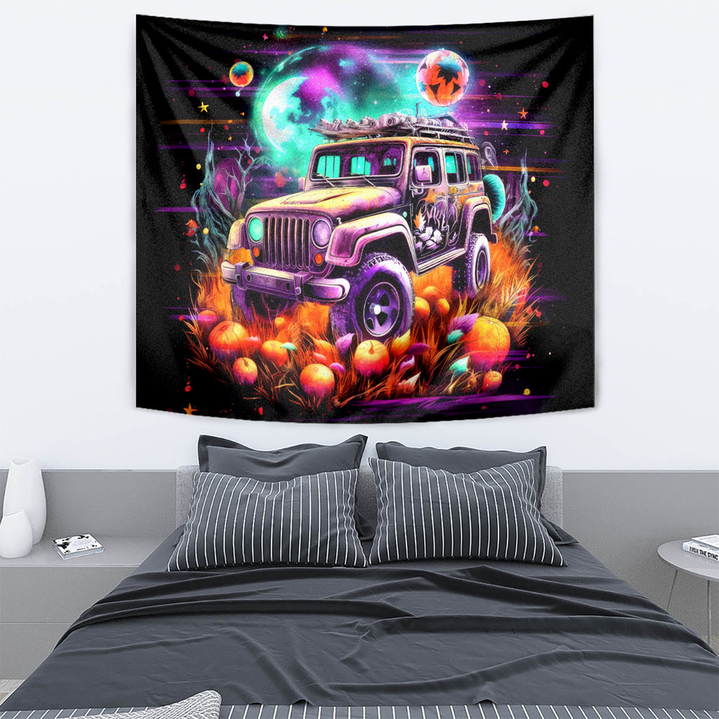 Field Jeep Tapestry On A Dark Desert Highway Cool Wind In My Hair