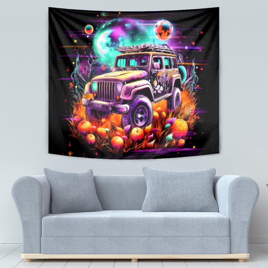 Field Jeep Tapestry On A Dark Desert Highway Cool Wind In My Hair